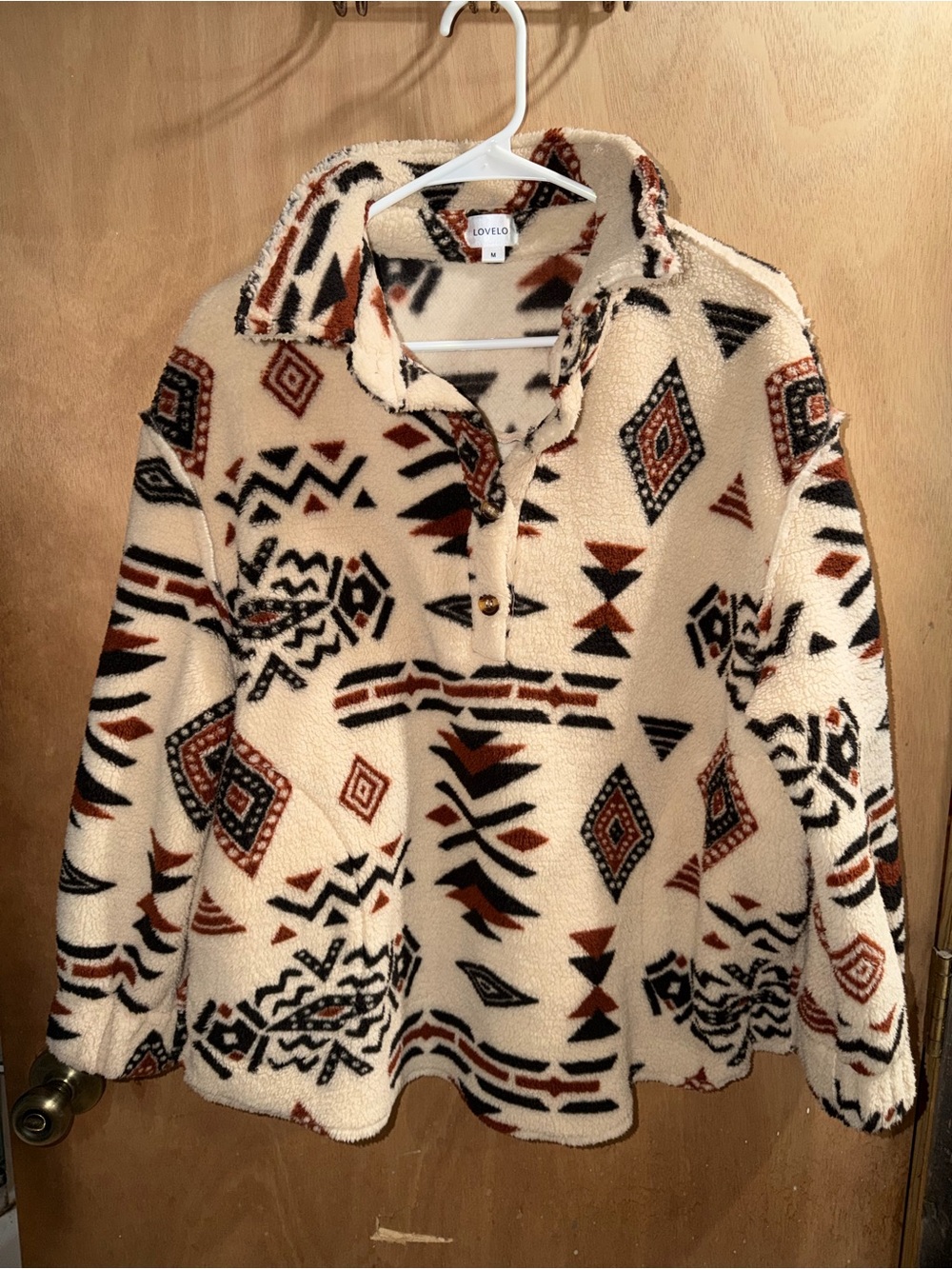 Love Cream Aztec Sherpa Pullover Jacket